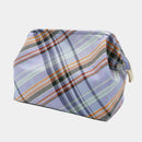 [POUCH] Nishijin Silk Zipper-Clasp อุปกรณ์เสริมของ Nishijin Silk-Clasp Pouch Multi-Check (Sky Blue) | Nishijin Textiles | Atelier Kyoto Nishijin