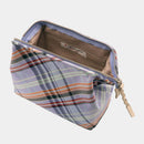 [POUCH] Nishijin Silk Zipper-Clasp อุปกรณ์เสริมของ Nishijin Silk-Clasp Pouch Multi-Check (Sky Blue) | Nishijin Textiles | Atelier Kyoto Nishijin