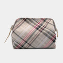 [POUCH] WATER-REPELLENT NISHIJIN SILK ZIPPER-CLASP ACCESSORY POUCH MULTI-CHECK (ASH GRAY) | NISHIJIN TEXTILES | ATELIER KYOTO NISHIJIN