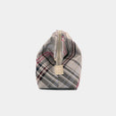 [POUCH] WATER-REPELLENT NISHIJIN SILK ZIPPER-CLASP ACCESSORY POUCH MULTI-CHECK (ASH GRAY) | NISHIJIN TEXTILES | ATELIER KYOTO NISHIJIN