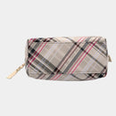 [POUCH] WATER-REPELLENT NISHIJIN SILK ZIPPER-CLASP ACCESSORY POUCH MULTI-CHECK (ASH GRAY) | NISHIJIN TEXTILES | ATELIER KYOTO NISHIJIN