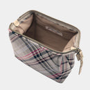 [POUCH] WATER-REPELLENT NISHIJIN SILK ZIPPER-CLASP ACCESSORY POUCH MULTI-CHECK (ASH GRAY) | NISHIJIN TEXTILES | ATELIER KYOTO NISHIJIN