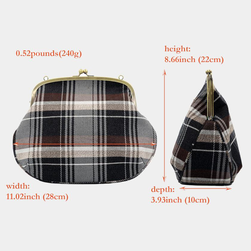 [肩帶]耐水的nishijin silk clasp gama-guchi搭配格子呢（木炭黑）| Nishijin紡織品| Atelier Kyoto Nishijin
