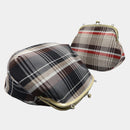 [肩帶]耐水的nishijin silk clasp gama-guchi搭配格子呢（木炭黑）| Nishijin紡織品| Atelier Kyoto Nishijin