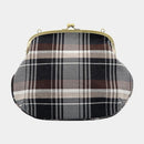 [肩帶]耐水的nishijin silk clasp gama-guchi搭配格子呢（木炭黑）| Nishijin紡織品| Atelier Kyoto Nishijin