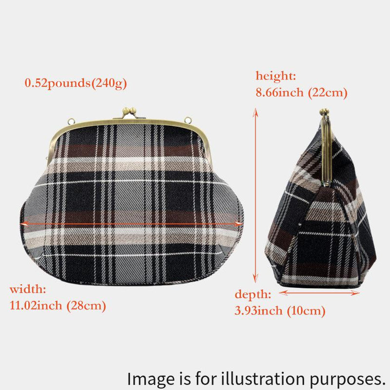 [肩帶]耐水的nishijin silk clasp gama-guchi與格子呢檢查（米色）| Nishijin紡織品| Atelier Kyoto Nishijin
