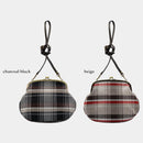 [肩帶]耐水的nishijin silk clasp gama-guchi與格子呢檢查（米色）| Nishijin紡織品| Atelier Kyoto Nishijin