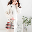 [肩帶]耐水的nishijin silk clasp gama-guchi與格子呢檢查（米色）| Nishijin紡織品| Atelier Kyoto Nishijin