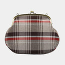 [肩帶]耐水的nishijin silk clasp gama-guchi與格子呢檢查（米色）| Nishijin紡織品| Atelier Kyoto Nishijin