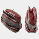 [肩帶]耐水的nishijin silk clasp gama-guchi與格子呢檢查（米色）| Nishijin紡織品| Atelier Kyoto Nishijin