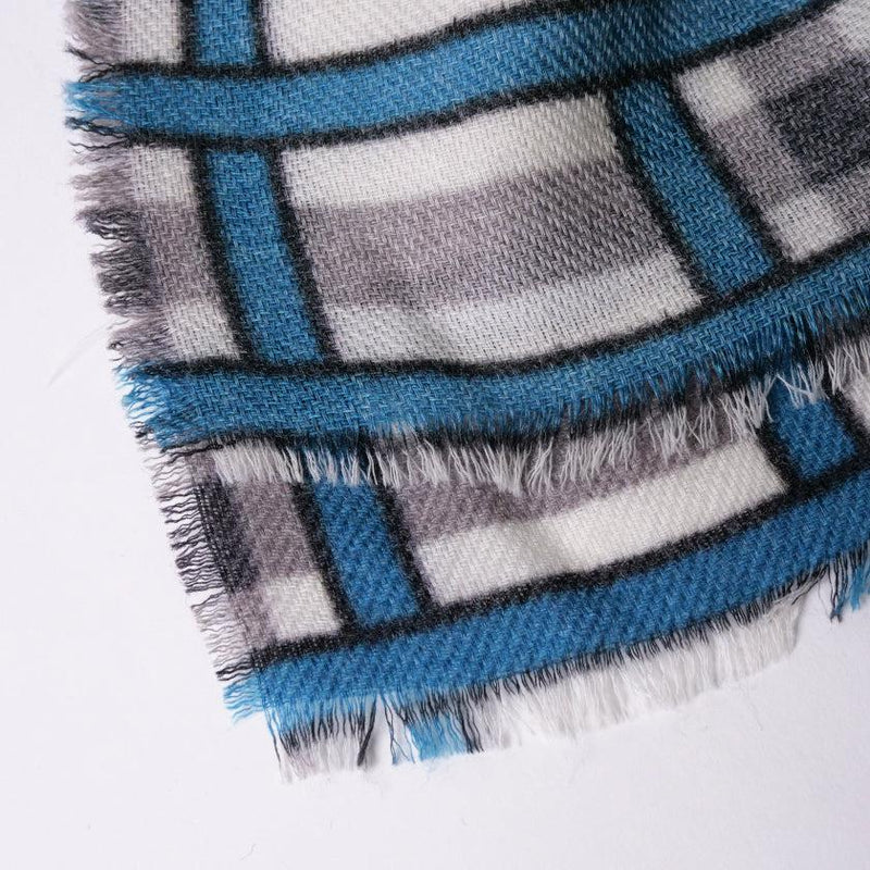 [ผ้าพันคอ] lattice (สีขาว, สีน้ำเงิน, & สีเทา) | การย้อมสี Kyo Yuzen | Nogiguchi Kihei