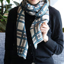[SCARF] LATTICE (WHITE, BLUE, & GRAY) | KYO YUZEN DYEING | NOGIGUCHI KIHEI