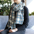 [SCARF] LATTICE (WHITE, BLUE, & GRAY) | KYO YUZEN DYEING | NOGIGUCHI KIHEI