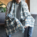 [SCARF] LATTICE (WHITE, BLUE, & GRAY) | KYO YUZEN DYEING | NOGIGUCHI KIHEI