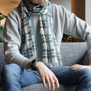 [SCARF] LATTICE (WHITE, BLUE, & GRAY) | KYO YUZEN DYEING | NOGIGUCHI KIHEI