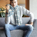 [SCARF] LATTICE (WHITE, BLUE, & GRAY) | KYO YUZEN DYEING | NOGIGUCHI KIHEI