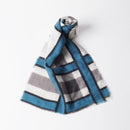 [圍巾]大晶格（白色和藍灰色）S | Kyo Yuzen染色| Nogiguchi Kihei