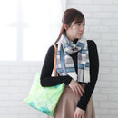 [圍巾]大晶格（白色和藍灰色）S | Kyo Yuzen染色| Nogiguchi Kihei