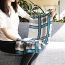 [圍巾]大晶格（白色和藍灰色）S | Kyo Yuzen染色| Nogiguchi Kihei