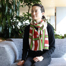 [SCARF] LARGE LATTICE ( RED GREEN ) S | KYO YUZEN DYEING | NOGIGUCHI KIHEI