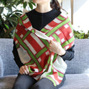 [SCARF] LARGE LATTICE ( RED GREEN ) S | KYO YUZEN DYEING | NOGIGUCHI KIHEI