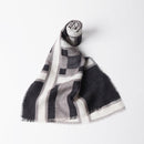 [圍巾]大格（黑色米色）S | Kyo Yuzen染色| Nogiguchi Kihei