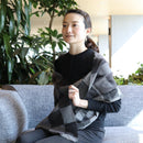 [ผ้าพันคอ] ตาหมากรุก (สีเทาดำ) | การย้อมสี Kyo Yuzen | Nogiguchi Kihei