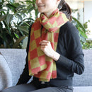 [SCARF]  CHECKERED (RED OCHRE) | KYO YUZEN DYEING | NOGIGUCHI KIHEI