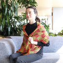 [SCARF]  CHECKERED (RED OCHRE) | KYO YUZEN DYEING | NOGIGUCHI KIHEI