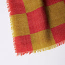 [SCARF]  CHECKERED (RED OCHRE) | KYO YUZEN DYEING | NOGIGUCHI KIHEI