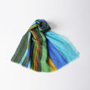 [Scarf] Chase Stripe (Blue-Green) | การย้อมสี Kyo Yuzen | Nogiguchi Kihei