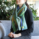 [Scarf] Chase Stripe (Blue-Green) | การย้อมสี Kyo Yuzen | Nogiguchi Kihei