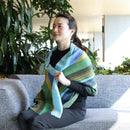 [Scarf] Chase Stripe (Blue-Green) | การย้อมสี Kyo Yuzen | Nogiguchi Kihei