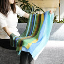 [Scarf] Chase Stripe (Blue-Green) | การย้อมสี Kyo Yuzen | Nogiguchi Kihei