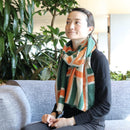 [圍巾]大晶格（綠橙色）| Kyo Yuzen染色| Nogiguchi Kihei