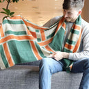 [圍巾]大晶格（綠橙色）| Kyo Yuzen染色| Nogiguchi Kihei