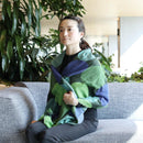 [SCARF]  LARGE POLKA DOTS (BLACK-GREEN-BLUE) | KYO YUZEN DYEING | NOGIGUCHI KIHEI