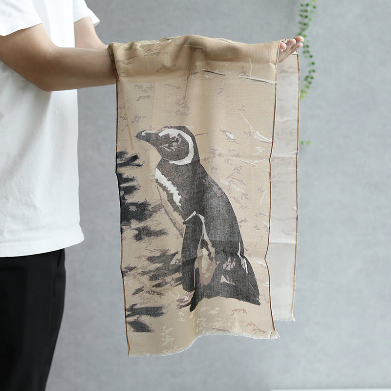 [偷了]棉花企鵝（棕色）| Kyo Yuzen染色| Nogiguchi Kihei