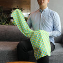 [Stole] Cotton Vertical Checkerboard (Blue-Green-Yellow) | การย้อมสี Kyo Yuzen | Nogiguchi Kihei