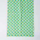 [Stole] Cotton Vertical Checkerboard (Blue-Green-Yellow) | การย้อมสี Kyo Yuzen | Nogiguchi Kihei