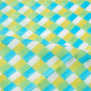 [Stole] Cotton Vertical Checkerboard (Blue-Green-Yellow) | การย้อมสี Kyo Yuzen | Nogiguchi Kihei