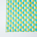 [Stole] Cotton Vertical Checkerboard (Blue-Green-Yellow) | การย้อมสี Kyo Yuzen | Nogiguchi Kihei