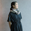 [Stole] ผ้าลินิน 160 x 35polka Dots ขนาดใหญ่ (ขาวดำและสีม่วง) | การย้อมสี Kyo Yuzen | Nogiguchi Kihei