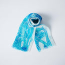 [ขโมย] ผ้าลินิน 160 x 35 เบญจมาศ Seggy (สีน้ำเงิน) | การย้อมสี Kyo Yuzen | Nogiguchi Kihei