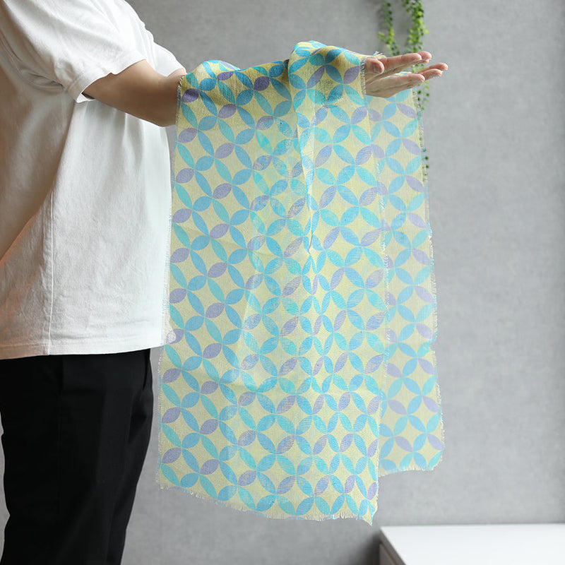 [훔친] Linen 160 x 35 Cloisonne (노란색 파란색) | Kyo Yuzen Dyeing | Nogiguchi Kihei
