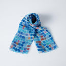 [ขโมย] ผ้าลินิน 160 x 35 ตาราง (สีน้ำเงิน) | การย้อมสี Kyo Yuzen | Nogiguchi Kihei