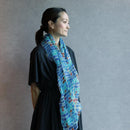 [ขโมย] ผ้าลินิน 160 x 35 ตาราง (สีน้ำเงิน) | การย้อมสี Kyo Yuzen | Nogiguchi Kihei