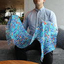 [ขโมย] ผ้าลินิน 160 x 35 ตาราง (สีน้ำเงิน) | การย้อมสี Kyo Yuzen | Nogiguchi Kihei