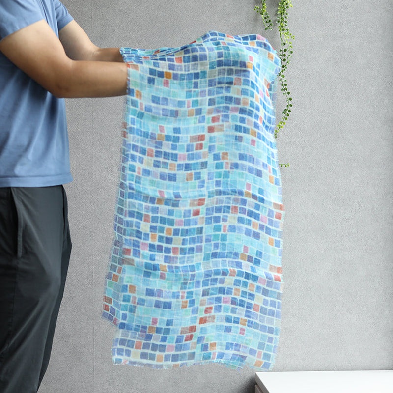 [ขโมย] ผ้าลินิน 160 x 35 ตาราง (สีน้ำเงิน) | การย้อมสี Kyo Yuzen | Nogiguchi Kihei