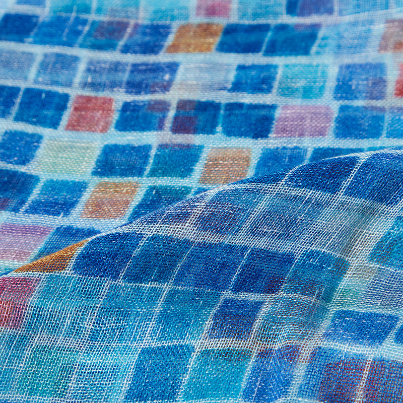 [스톨] 린넨 160 x 35 제곱 (파란색) | Kyo Yuzen Dyeing | Nogiguchi Kihei